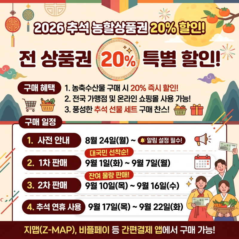 2026 추석 농할상품권 20% 할인 구매법과 비플페이 가맹점 찾는 꿀팁