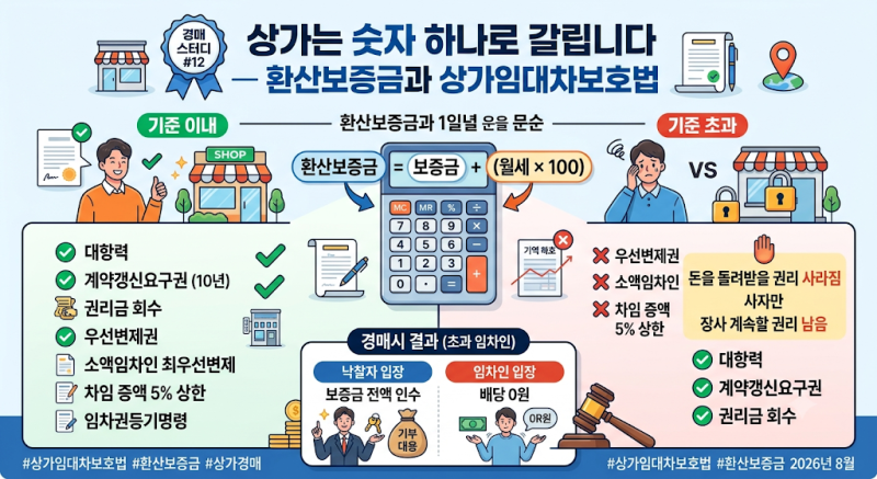 상가는 숫자 하나로 갈립니다 — 환산보증금과 상가임대차보호법 (경매 스터디 #12)
