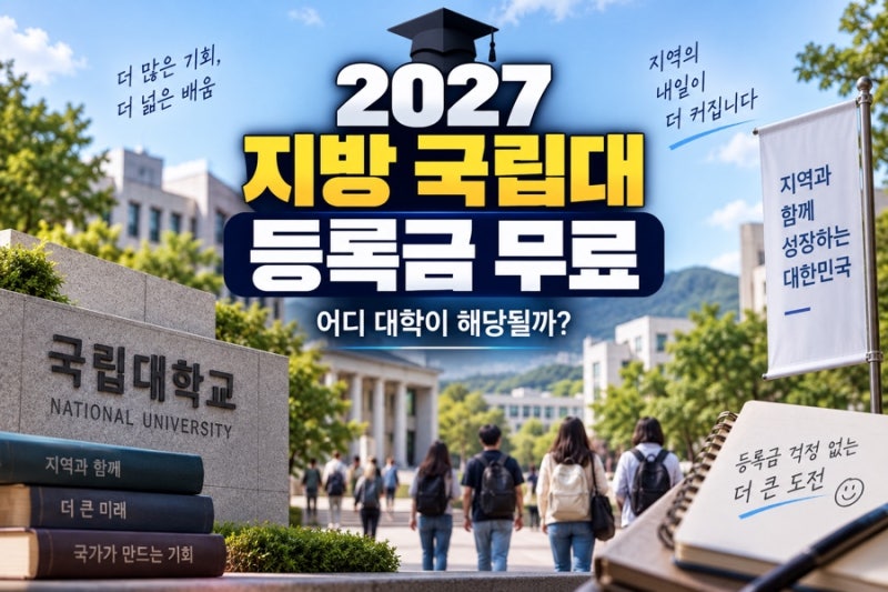 2027 지방 국립대 등록금 무료｜어디 대학이 해당될까?