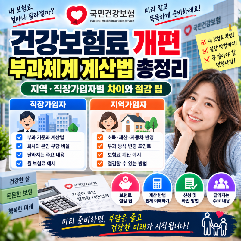 건강보험료 개편 부과체계 계산법 총정리: 지역·직장가입자별 차이와 절감 팁