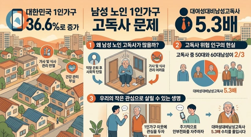 남성 노인 1인 가구의 고독사 문제
