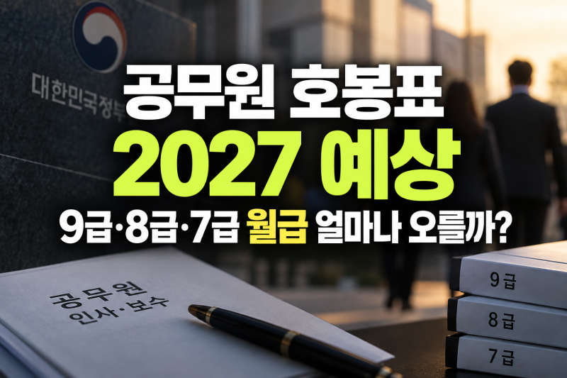 공무원 호봉표 2027 예상, 9급·8급·7급 월급 얼마나 오를까?