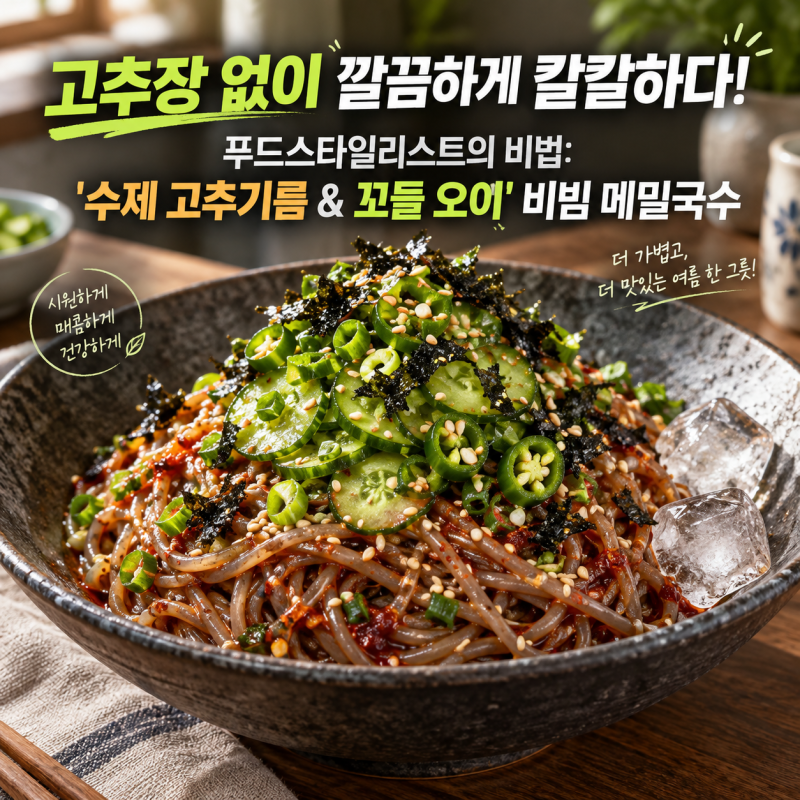 "고추장 넣지 마세요" 비빔 메밀국수 파 고추기름 황금 레시피