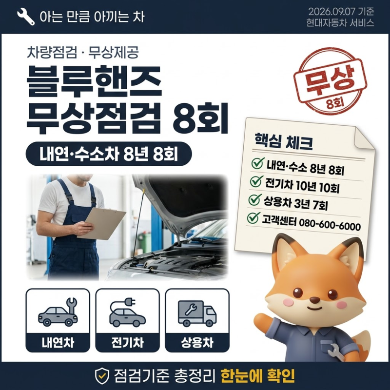 현대블루핸즈 무상점검 8회 제공 기준과 리콜 조회 정리
