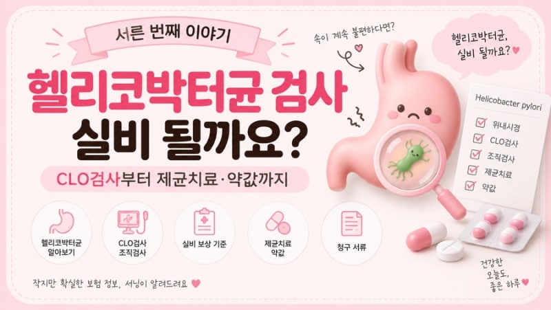 헬리코박터균 검사 실비 될까요? CLO검사부터 제균치료·약값까지