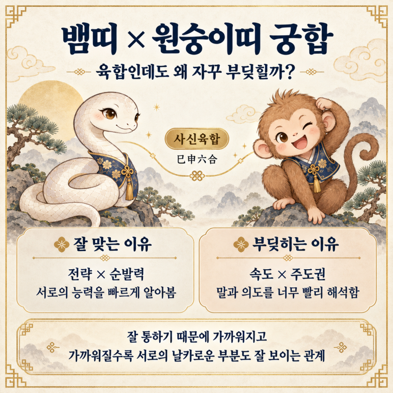 뱀띠·원숭이띠 궁합｜육합인데도 자꾸 부딪히는 이유는?