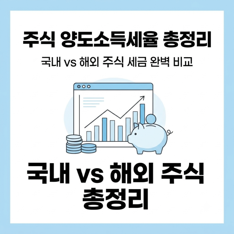 주식 양도소득세율 총정리, 국내주식 해외주식 양도소득세 차이점
