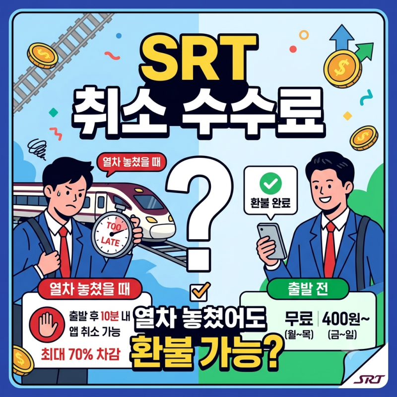 SRT 취소 수수료ㅣ열차 놓쳤을 때 환불 가능?