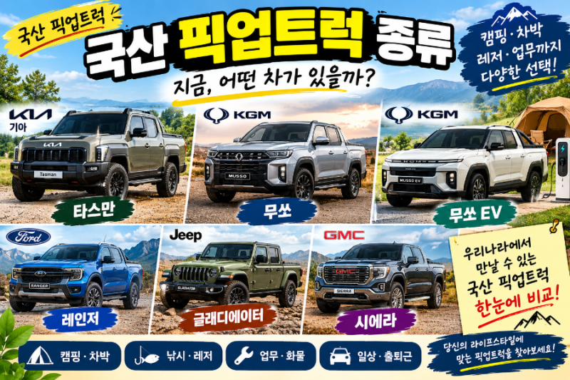 국산 픽업트럭 종류 총정리