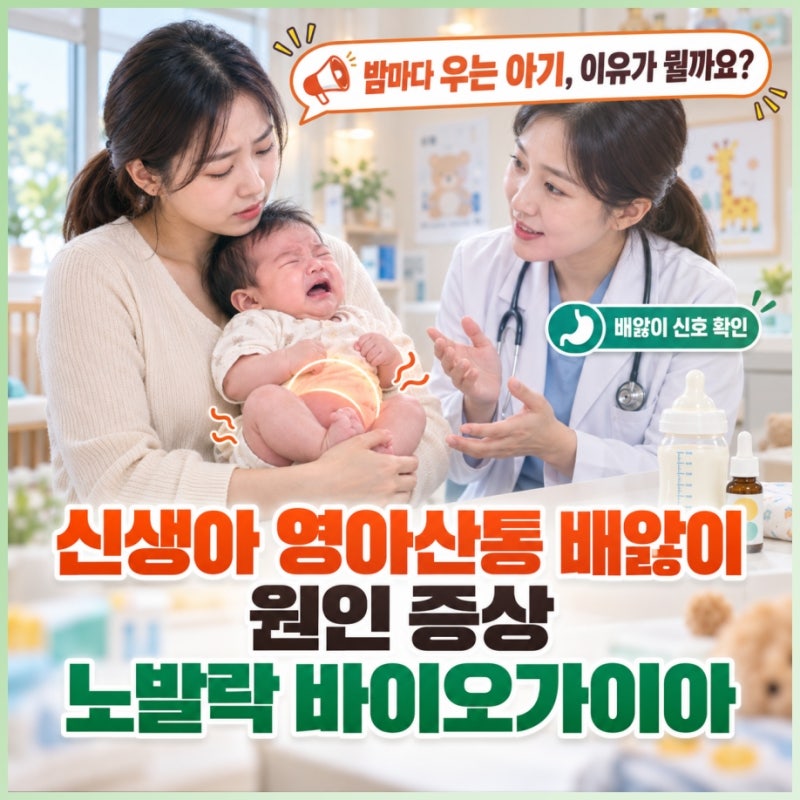 신생아 영아산통 배앓이 원인 증상 노발락 바이오가이아