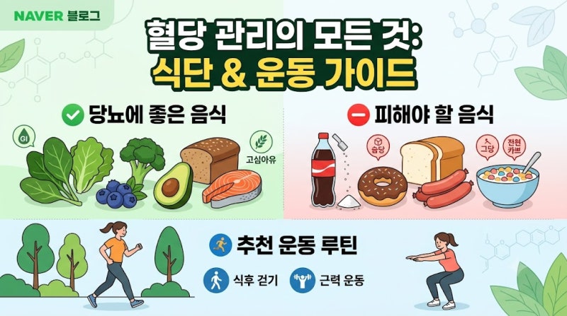 당뇨에 좋은 음식과 안 좋은 음식: 식단, 운동, 채소, 과일 총정리