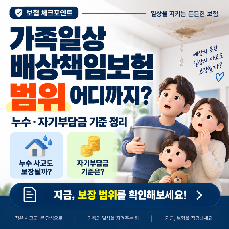 가족일상배상책임보험 범위 어디까지? 누수·자기부담금 기준 정리