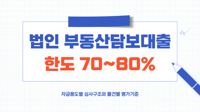 법인 부동산담보대출 매매·운영·시설자금, 상가건물·창고·공장별 조건