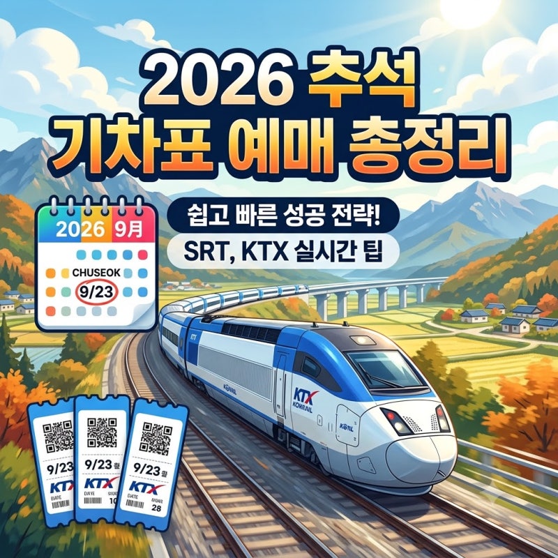 2026 추석 기차표 예매 9월 7일부터! KTX 예매 일정·방법·결제까지 총정리
