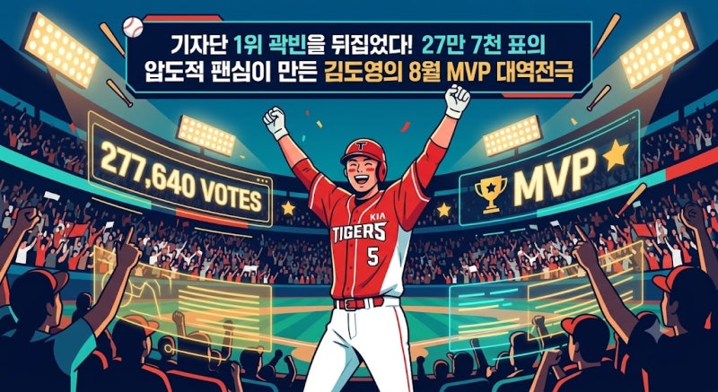 기자단 1위 곽빈 제친 비결은? 김도영, 팬 27만 표로 8월 MVP를 뒤집은 결정적 이유!