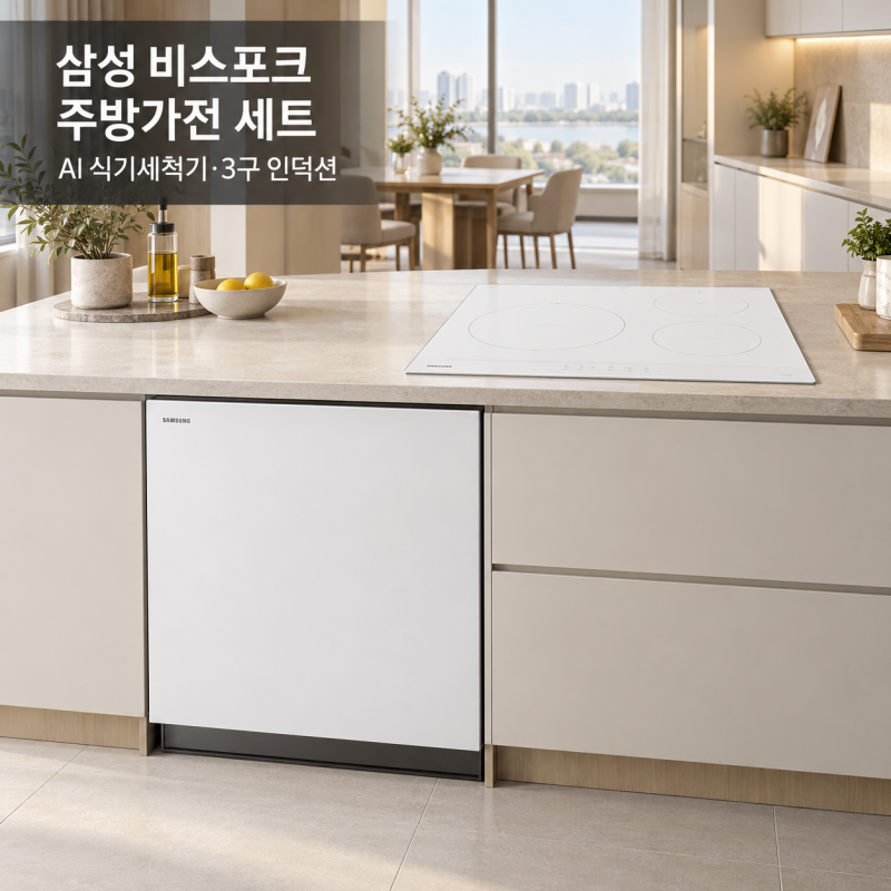 181만원대 삼성 비스포크 12인용 빌트인 AI 식기세척기+ 3구 화이트 인덕션 세트 함께 사면 실....