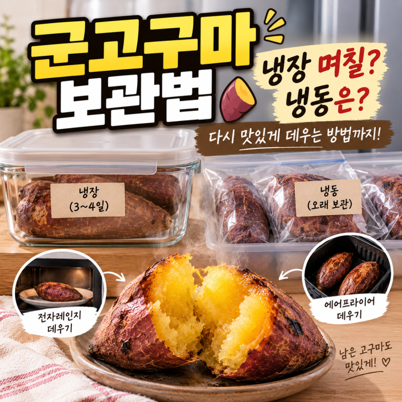 군고구마 보관법 냉장 며칠? 냉동 보관과 데우는법