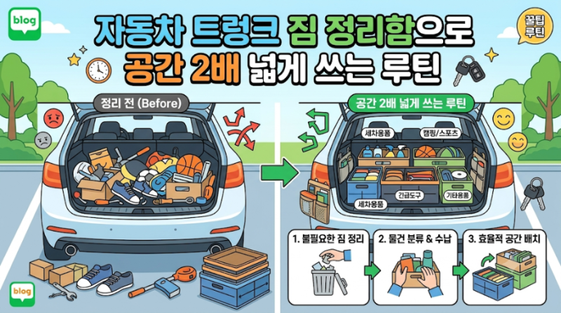 자동차 트렁크 짐 정리함으로 공간 2배 넓게 쓰는 루틴
