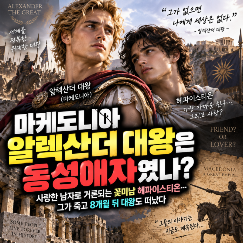 “마케도니아 알렉산더 대왕은 동성애자였나?” 사랑한 남자로 거론되는 꽃미남 헤파이스티....