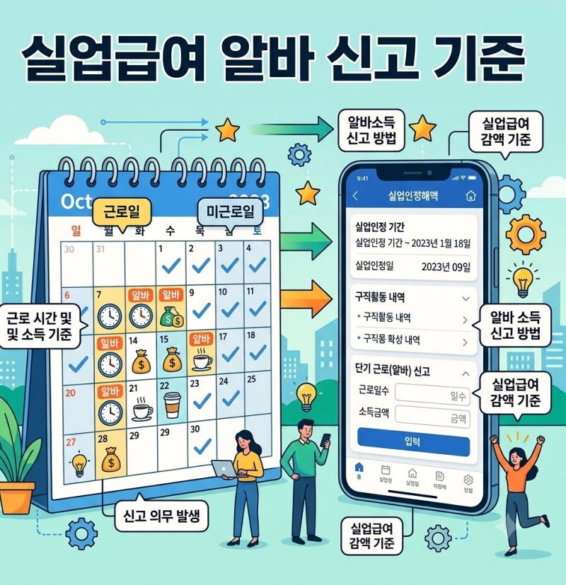 실업급여 수급 중 하루 단기 알바 신고 기준과 부정수급 5배 징수 피하는 법
