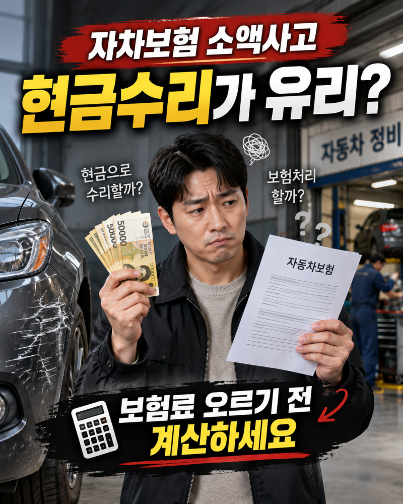 자차보험 소액사고, 보험처리보다 현금수리가 더 유리할까