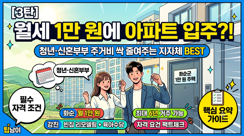 [3탄] 월세 1만 원에 아파트 입주? 청년·신혼부부 주거비 싹 줄여주는 지자체 BEST