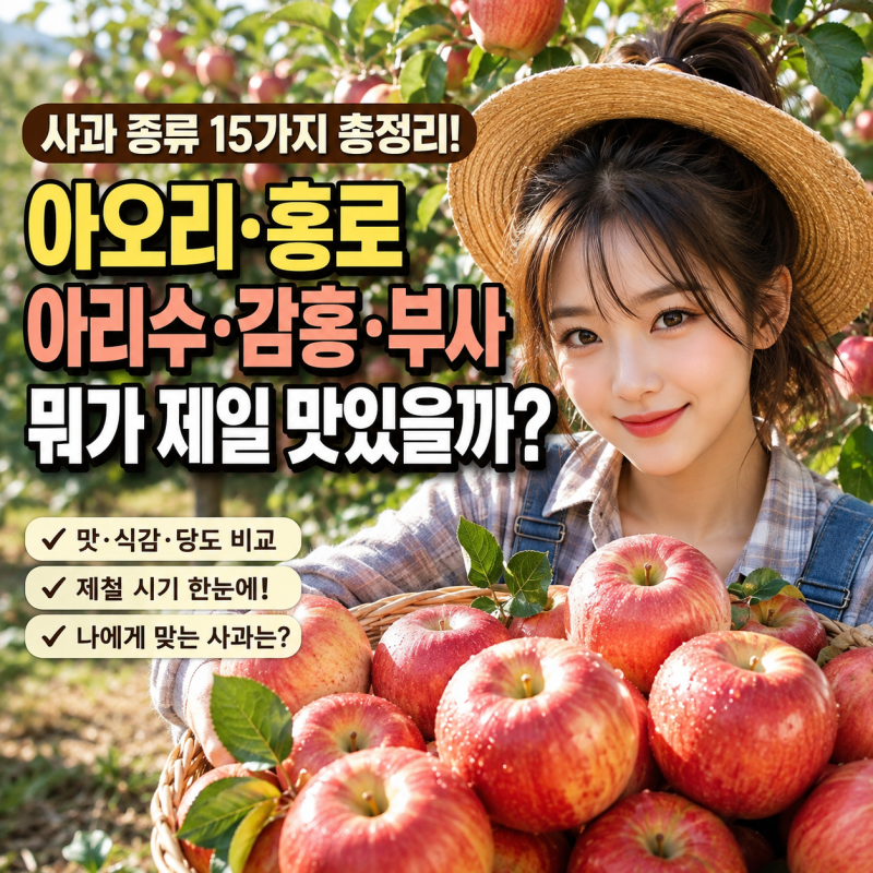 사과 종류 15가지 총정리, 아오리·홍로·아리수·감홍·부사 뭐가 제일 맛있을까?