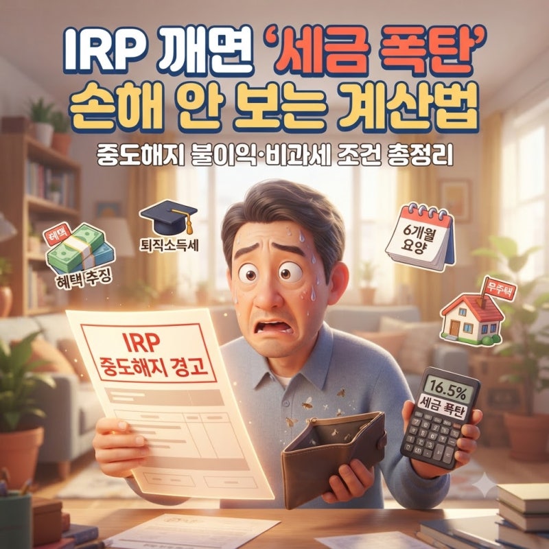 퇴직연금 개인형 irp 해지 불이익 계산방법 세금 총정리