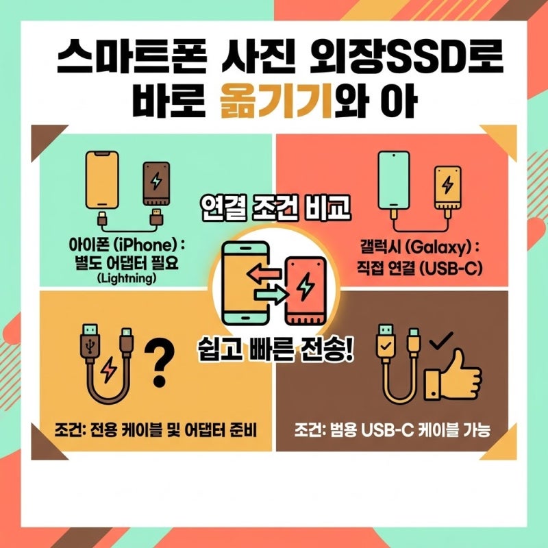스마트폰 사진 외장SSD로 연결하는 방법과 기종별 차이점 비교