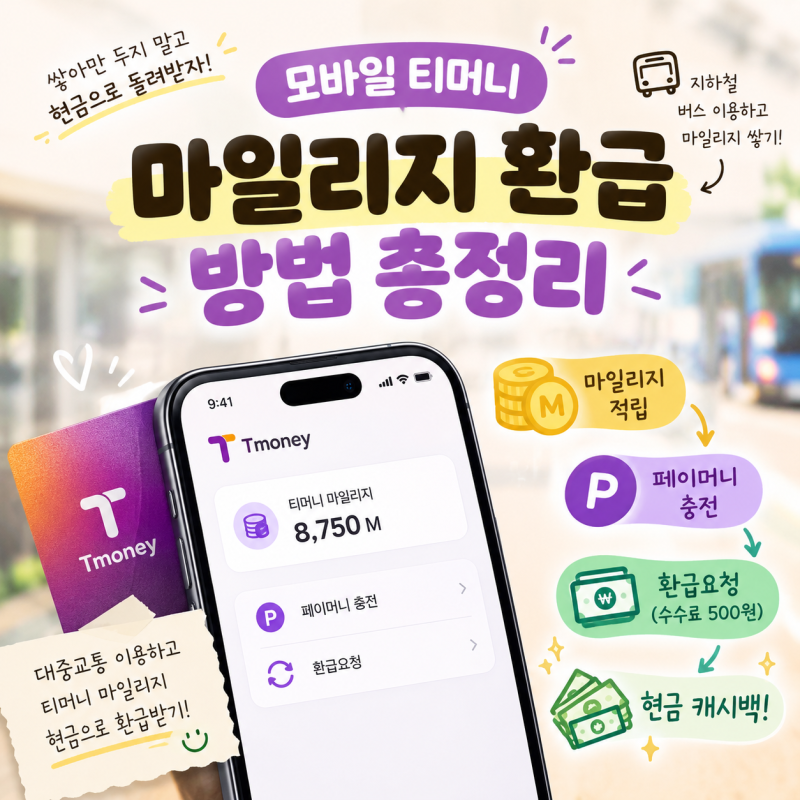 대중교통 타는 사람이라면 무조건 챙겨야 할 티머니 마일리지 (feat. 수수료 500원)