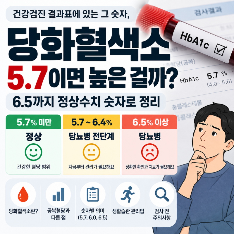 당화혈색소 5.7이면 높은 걸까? 6.5까지 정상수치 숫자로 정리