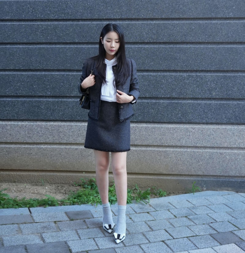 가을하객룩 고민 끝! 잇미샤 신예은자켓 트위드자켓 오피스룩 셋업 코디