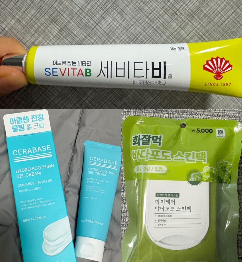 다이소 | 꿀조합템으로 뾰루지 초간단 진정 케어 루틴 (세비타비겔 바다포도팩 바이리얼베리....