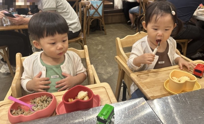 잠실 쌤쌤쌤 아기랑 | 아기의자 있는 롯데월드몰 맛집, 라자냐, 리조또 후기