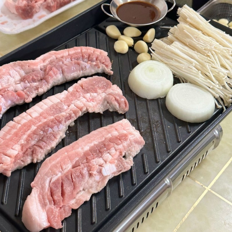 가정용 고기불판 추천 햄튼 수퍼 와이드 그릴팬 후기