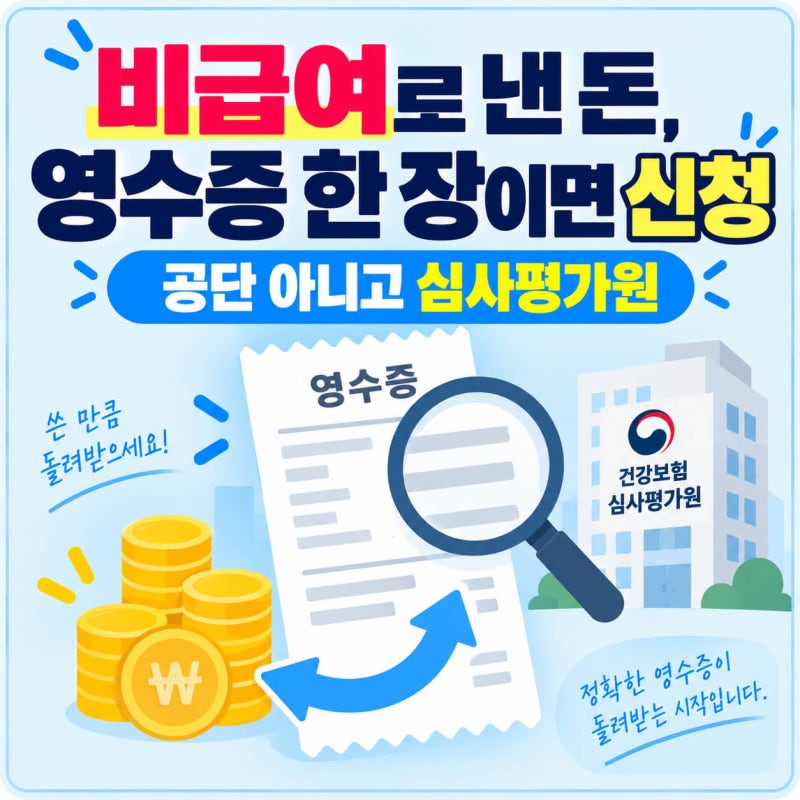 병원비 환급 두 번째, 비급여로 낸 돈 심사평가원에 확인 요청하는 화면 순서 (영수증만 있으....