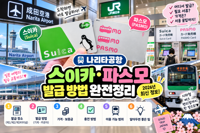 일본 나리타 교통카드 | 나리타공항 스이카·파스모 발급 방법 완전정리 (2026년 최신)