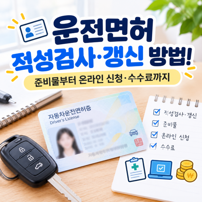 운전면허 적성검사·갱신 방법! 준비물부터 온라인 신청·수수료까지