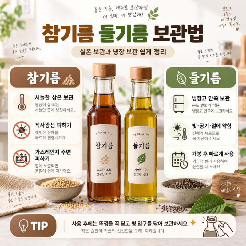 참기름 들기름 보관법 냉장보관 해야 할까