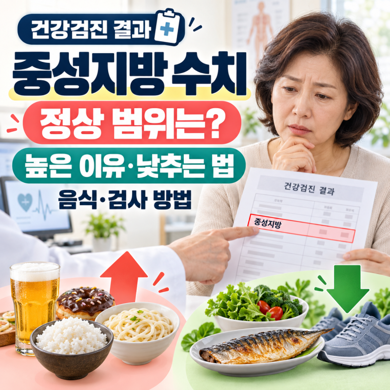 중성지방 수치 정상 범위 총정리｜높은 이유와 낮추는 법, 음식·검사 방법