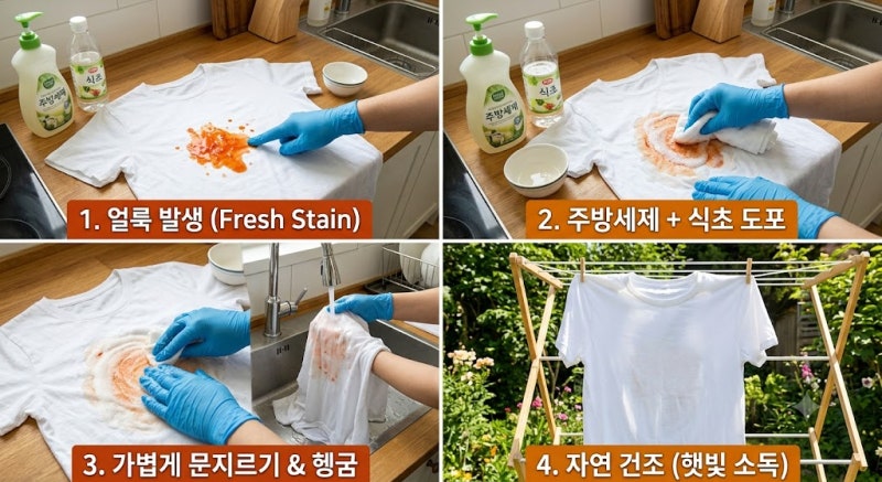 [살림꿀팁] 흰 옷에 묻은 김치국물·볼펜자국 완전 제거법 (집에 있는 재료로 3분 만에!)