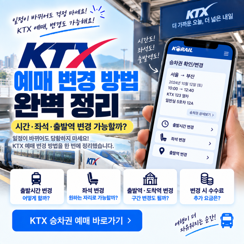 KTX 예매 변경 방법｜시간·좌석·출발역 변경 가능할까?