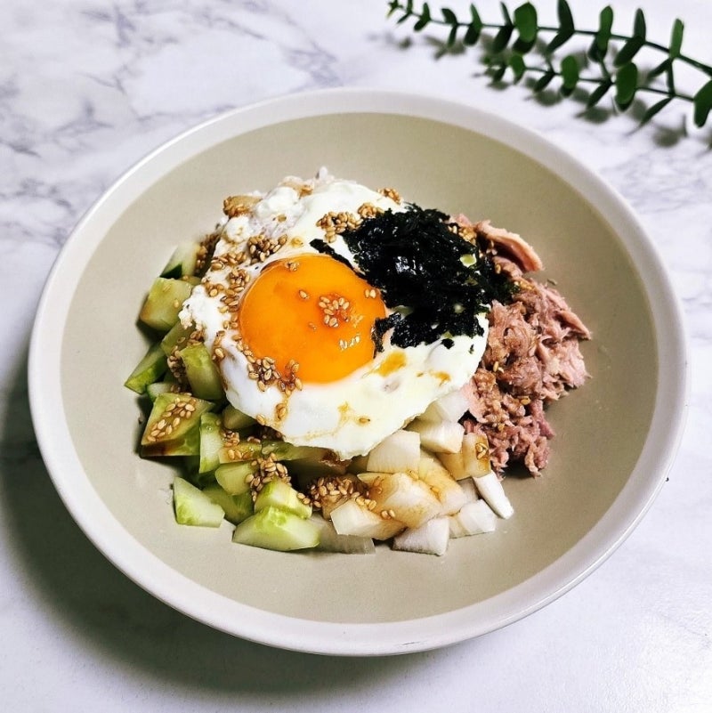 오이 참치 비빔밥 만들기 간장소스 양념장 레시피 배불리 먹어도 살빠지는 다이어트 요리