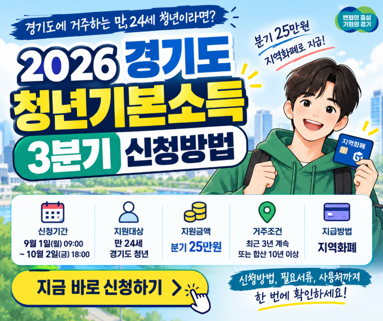 2026 경기도 청년기본소득 3분기 신청방법 25만원 지급일·자격조건·사용처 총정리