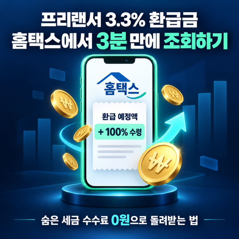 프리랜서 3.3% 원천징수 세금 환급액 홈택스 조회 방법