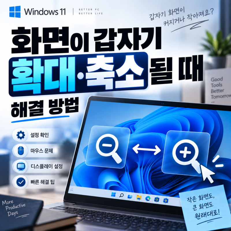 윈도우11 화면이 갑자기 확대·축소될 때 해결 방법
