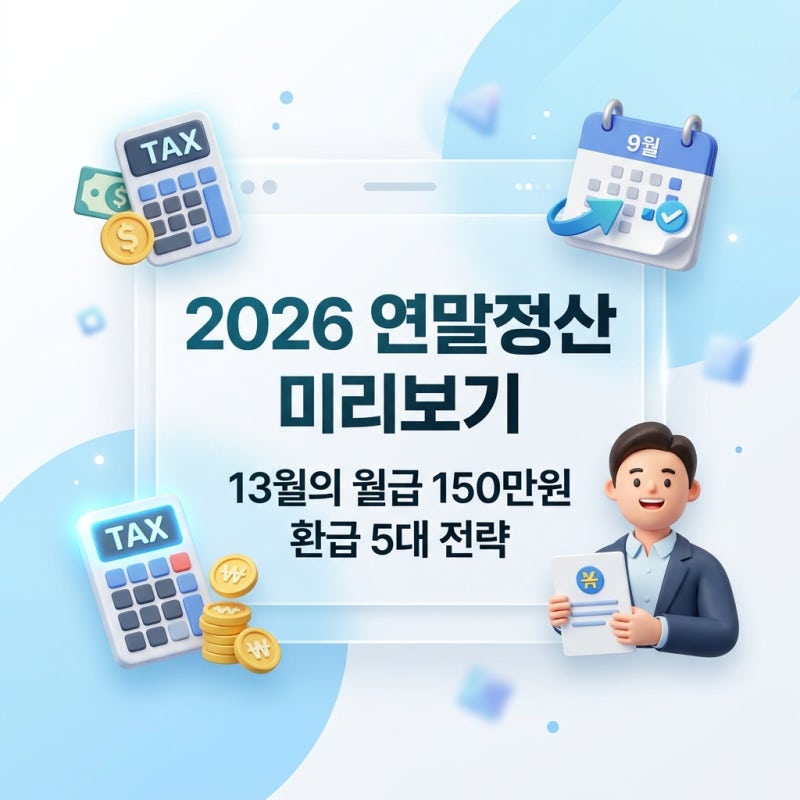 2026년 직장인 연말정산 미리보기: 9월부터 준비해서 13월의 월급 150만 원 더 받는 5가지 전략