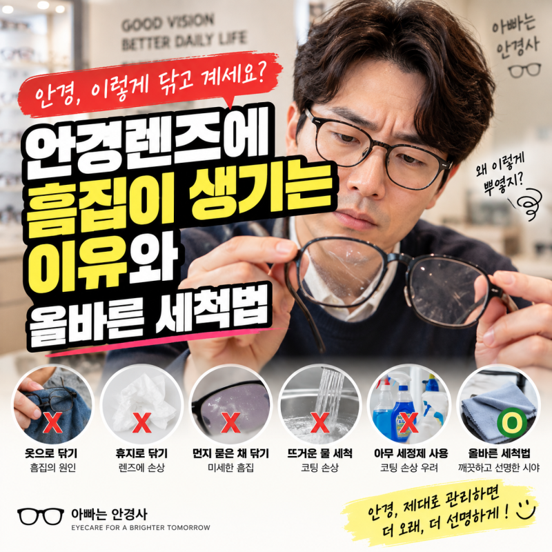 안경렌즈에 흠집이 생기는 이유, 올바른 안경 세척방법