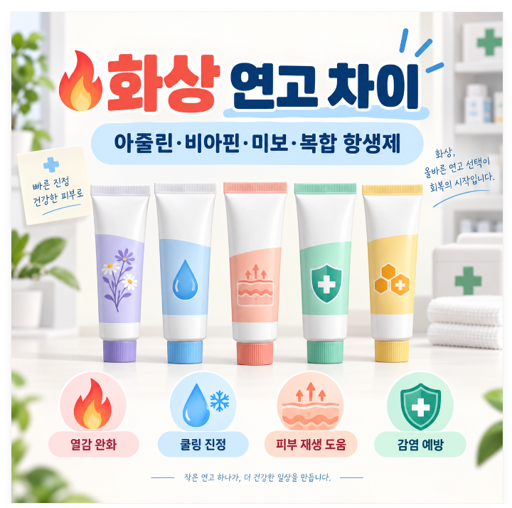 화상 연고 종류, 아줄린·비아핀·미보·바스포 차이는?