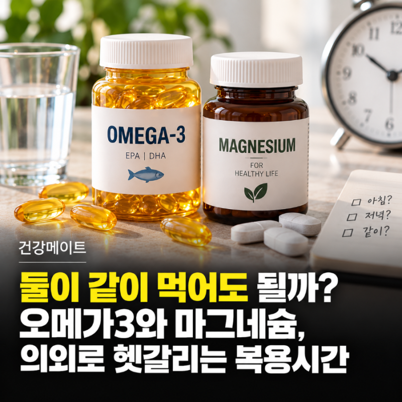 "둘이 같이 먹어도 될까?" 오메가3와 마그네슘, 의외로 헷갈리는 복용시간